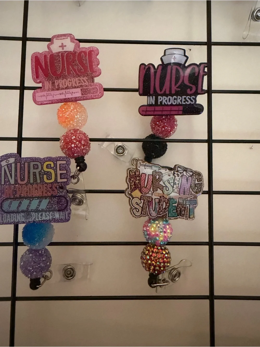 Super Nurse Badge Reel - Blue Sparkle Retractable ID Holder